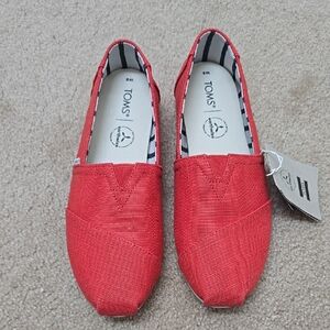 TOMS Red Alpargata Slip-On Heritage Canvas Shoes - Size 8